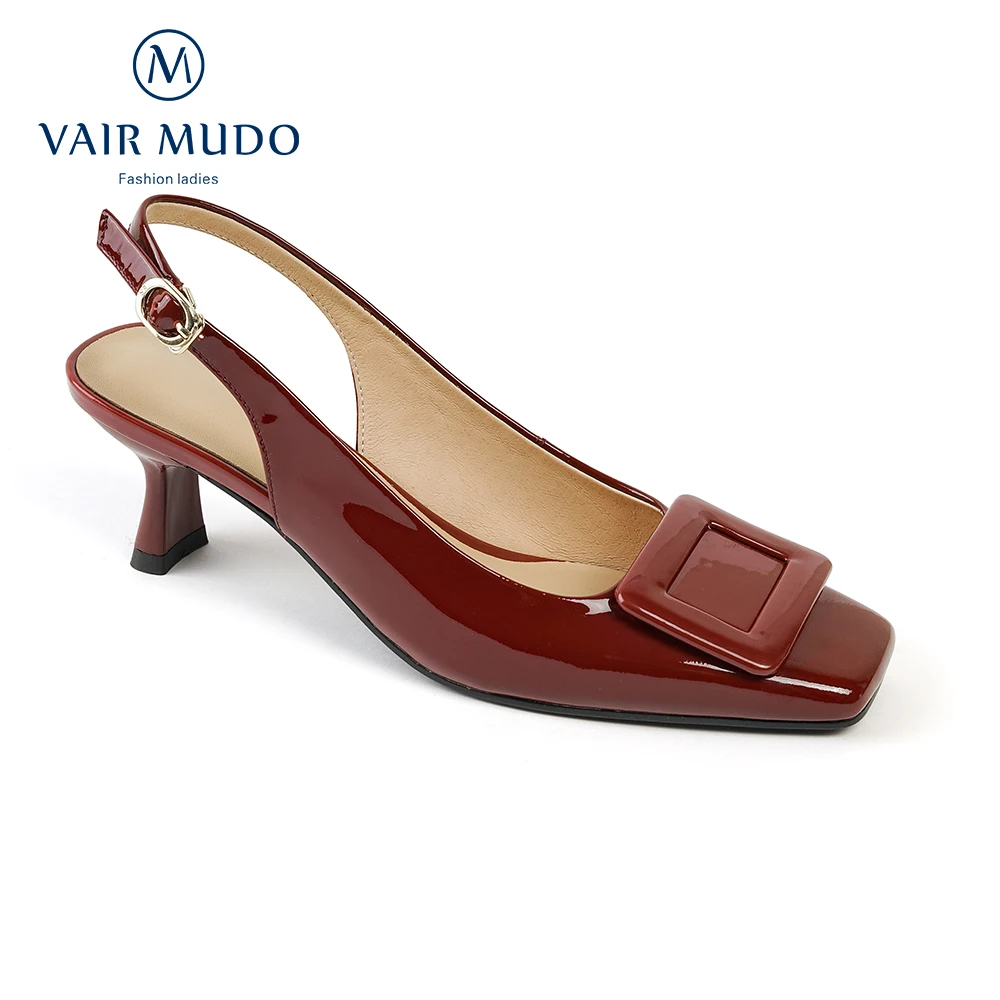 

Женские лакированные туфли на низком каблуке VAIR MUDO, элегантные модные однотонные туфли-лодочки из искусственной кожи в стиле ретро, для веч...