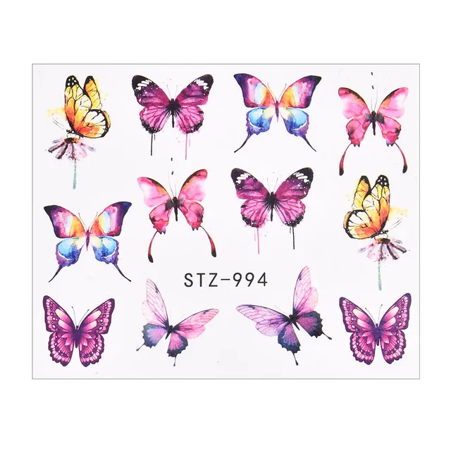1 шт. розовые фиолетовые бабочки, наклейки, наклейки, 3D весенне-летние  тематические цветы, слайдер для ногтей, декоративное украшение | AliExpress