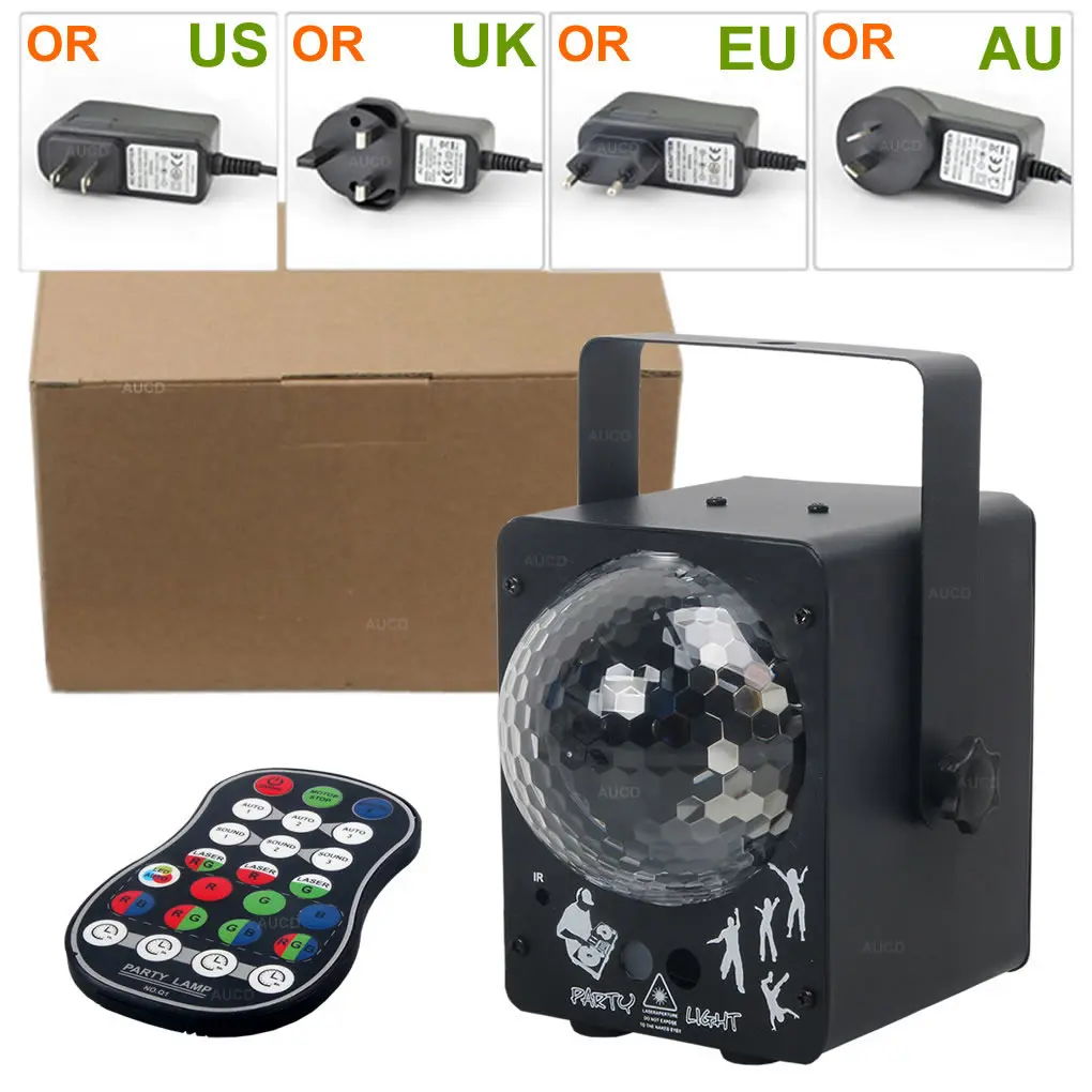 AUCD мини портативный пульт дистанционного управления RGB LED диско хрустальный шар