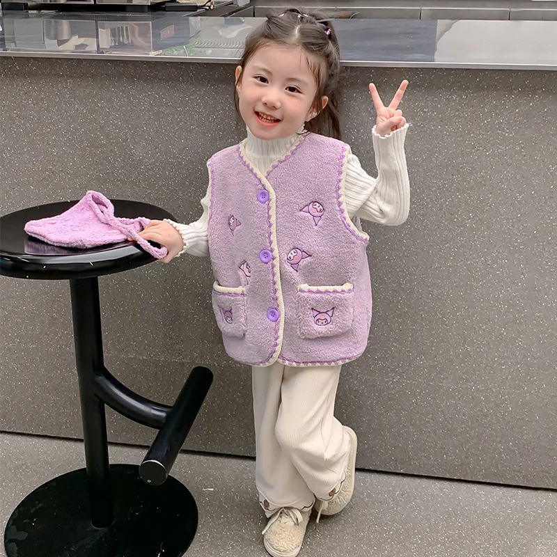 Жилет Sanrios для девочек Kuromi детский осенне-зимний мультяшный аниме-фигурка Kawaii