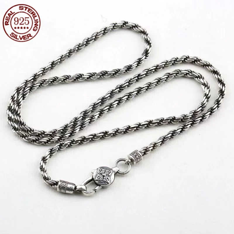 Винтажное ожерелье из серебра S925 пробы модный браслет плетеная вручную витая