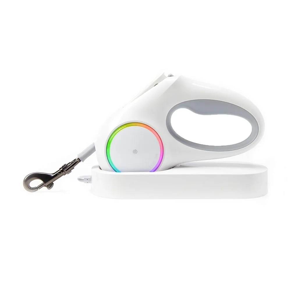 Поводок для собак Petkit Retractable LED 3м для маленьких собак до 66 фунтов, с USB-зарядкой, одним кнопочным тормозом и удобной ручкой.