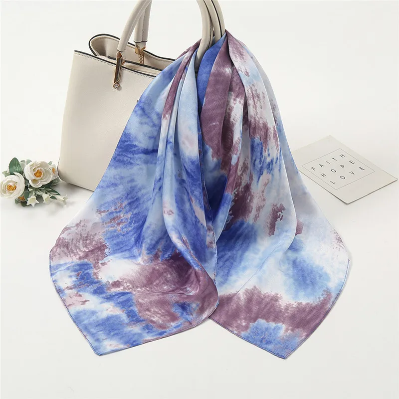 

2022 роскошный брендовый квадратный шелковый шарф с эффектом омбре, нарисованные платки и палантины, модная Пляжная накидка, галстуки-бандан...