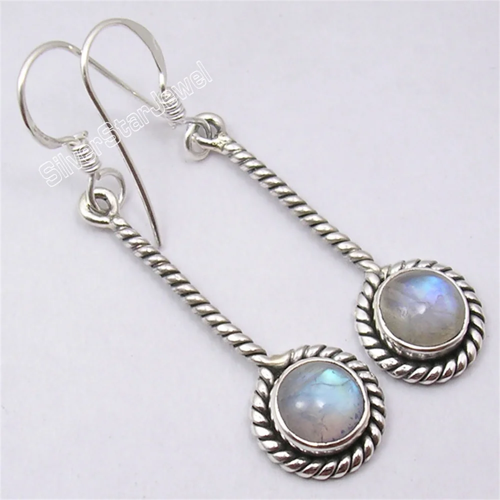 

Many Color Shining Semi-precious Stone Dangle Earrings 1.8"