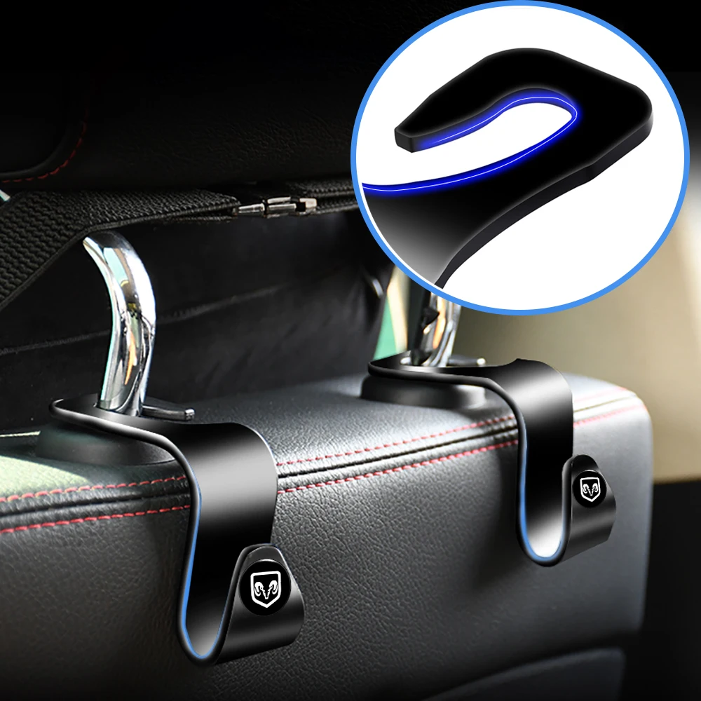 

ABS 1/2Pcs Car Seat Back Hooks Portable Hanging Bag Rack Accessories For Dodge Journey Ram Charger Challenger Caliber Nitro