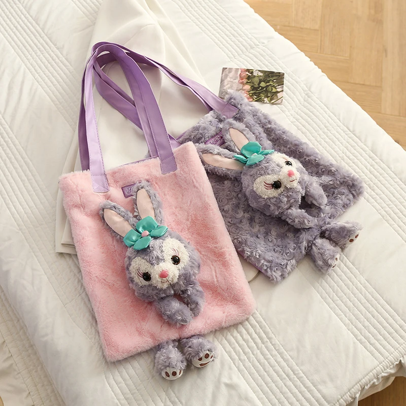 

2023 Disney StellaLou Handbags for Girls Anime Plush Shoulder Bags Cartoon Kawaii Tote Bags Portable Storage Bags Children Gifts