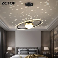 2022 led chandelier lamp modern lustre for home living room bedroom dining star and moon projection indoor lighting fixture 220v