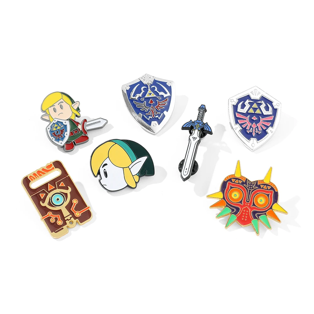 Anime Fashion Metal Pin Cartoon Game Shield Warrior Backpack Badge Breath of the Wild Gift Brooches Clothing Jewelry Accessories