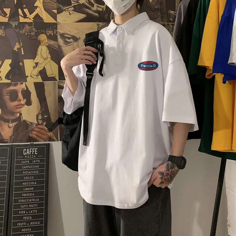 

Short-sleeved T-shirt men's ins tide in summer online celebrity foreign-style sleeves Harajuku wind loose couples jacket