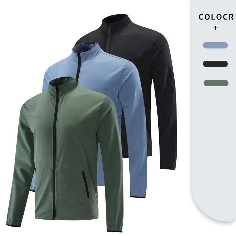 

spring Men Zip Up Jacket with Pocket Long Sleeve Sweatshirts Running Jogging Fitness exercise Casual Workout Jacket Activewear
