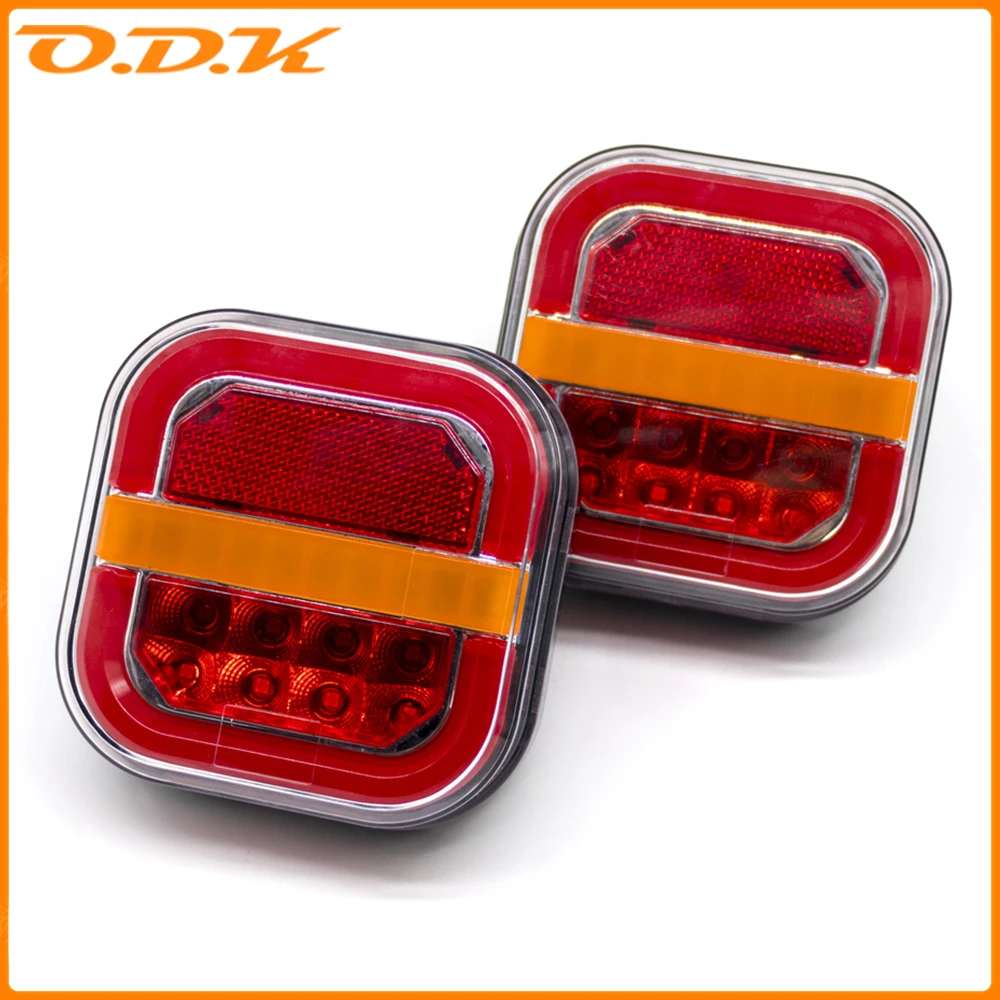 

4-дюймовый автомобильный светодиодный задний фонарь для прицепа, квадратный тормоз, поворотный сигнал, указатель поворота, лампа для номерного знака, для грузовиков, UTV, квадроциклов, фургонов, 12-24 В, 4x4