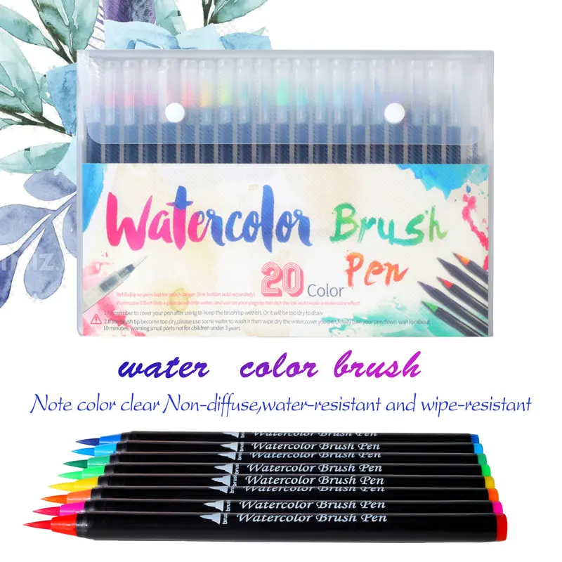 

20PCS/set Colors Art Marker Watercolor Brush Pens for Artists Beginner Colouring Books, Manga Calligraphy Pen, Drawing Supplies