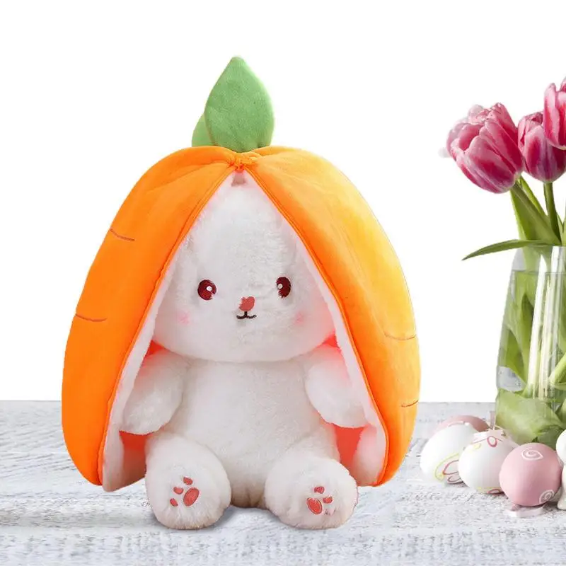 

Hide And Seek Bunnies In Carrot Pouch Creative Easter Bunny Doll Toy Cute Carrot Turned Rabbit Doll For Easter Party Decoration