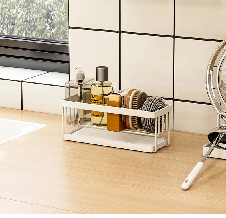

Kitchen Organizer Windowsill Sink Drain Shelf Sponge Holder Detergent Cleaning Brush Soap Storage Rack Bathroom Storage Holder