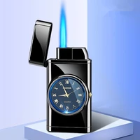 unusual cool creativity stylish lighter watch windproof blue jet flame butane gas lighter cigar smoking accessories gift for men