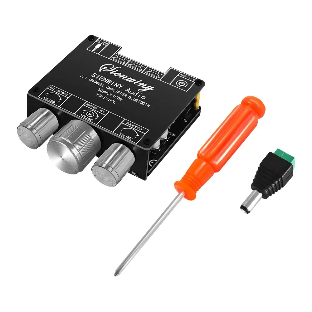 Стереоусилитель Bluetooth 5.1 2 1-канальный усилитель сабвуфера 50WX2 с управлением через