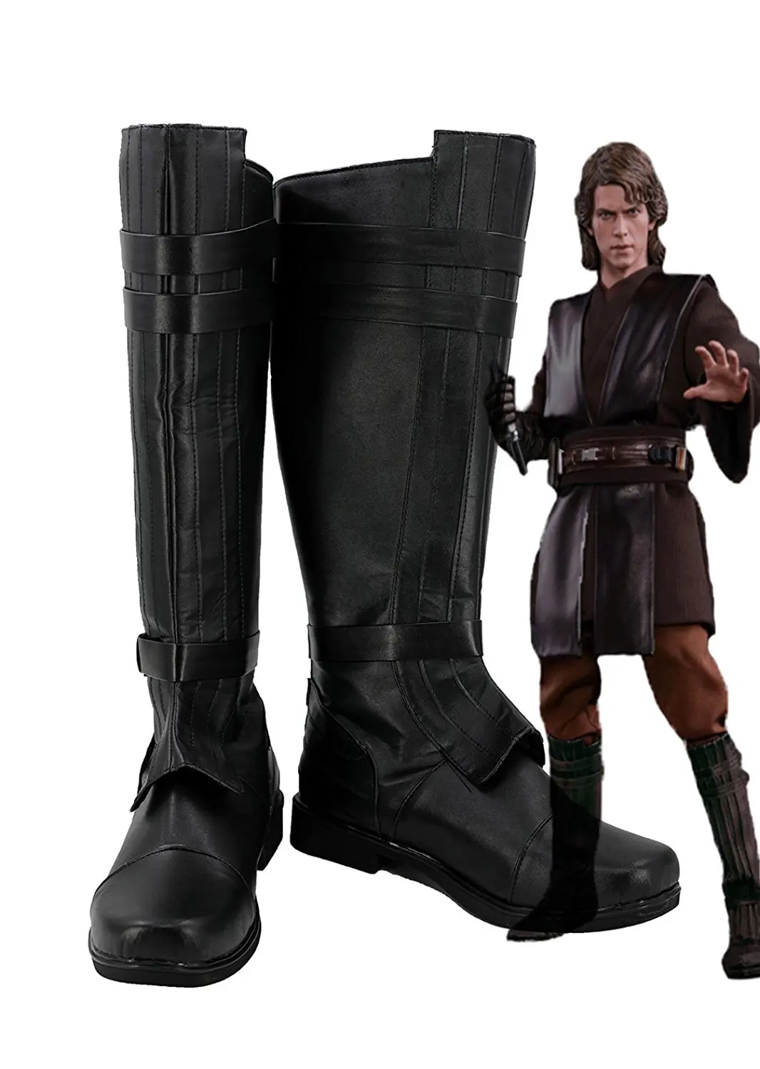

Anakin Skywalker Cosplay Shoes Black Boots Custom Made Any Size Can be Made