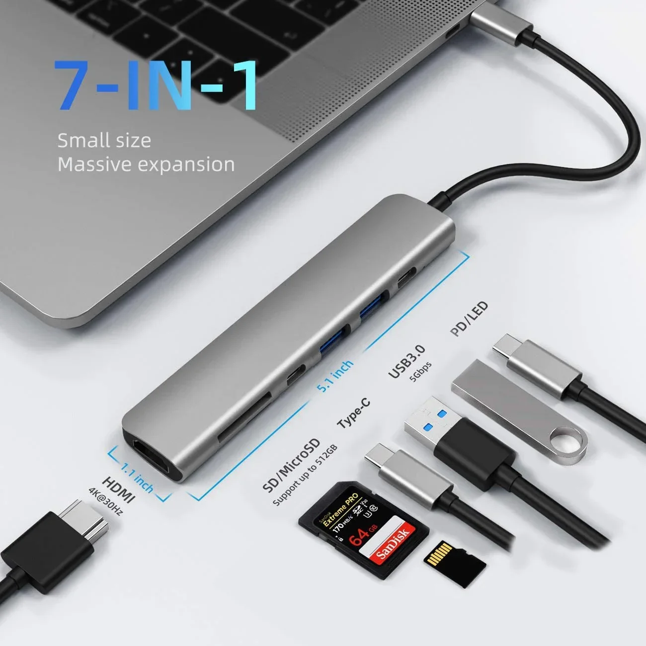 USB-концентратор 7 в 1 с 4K HDMI USB 3 0 SD/TF кардридером PD док-станция для iPad Pro/ MacBook Pro/Air