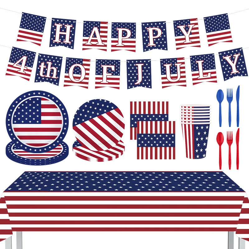 

Disney American Independence Day Theme Happy Birthday Party Decoration Disposable Tableware Cupboard Banner Baby Shower Kid Gift