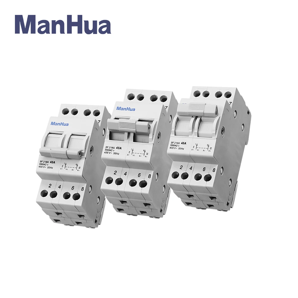 Передача ManHua SF 219G 40 А 3 положения модульный переключатель на DIN-рейку I-0-II