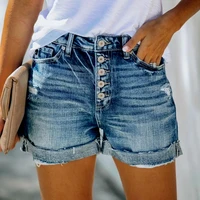 2021 new fashion denim shorts women summer clothes casual high waist curled jeans shorts loose ripped xs xl button streetwear