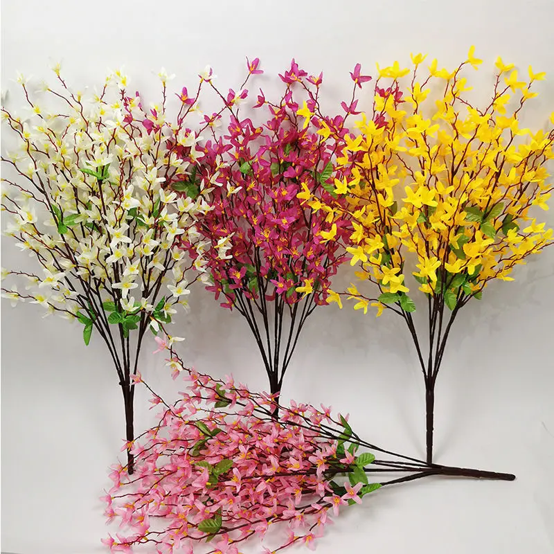 

Home Decor Artificial Flowers Spring Flower Bouquet Forsythia Room Dining Table Decoration Accessories Garden Silk Fake Flowers