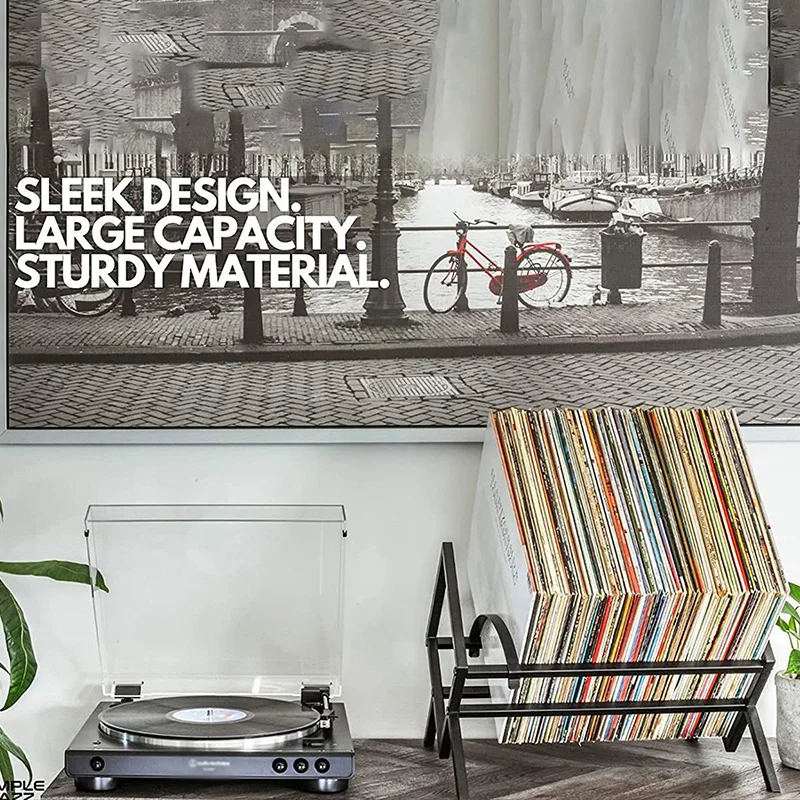 Стойка для хранения виниловых записей матовый черный держатель от 80 до 100 LP