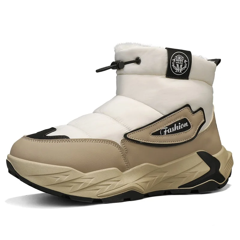 Высокие хлопковые туфли для мужчин взимку новый стиль на флисовой подкладке и