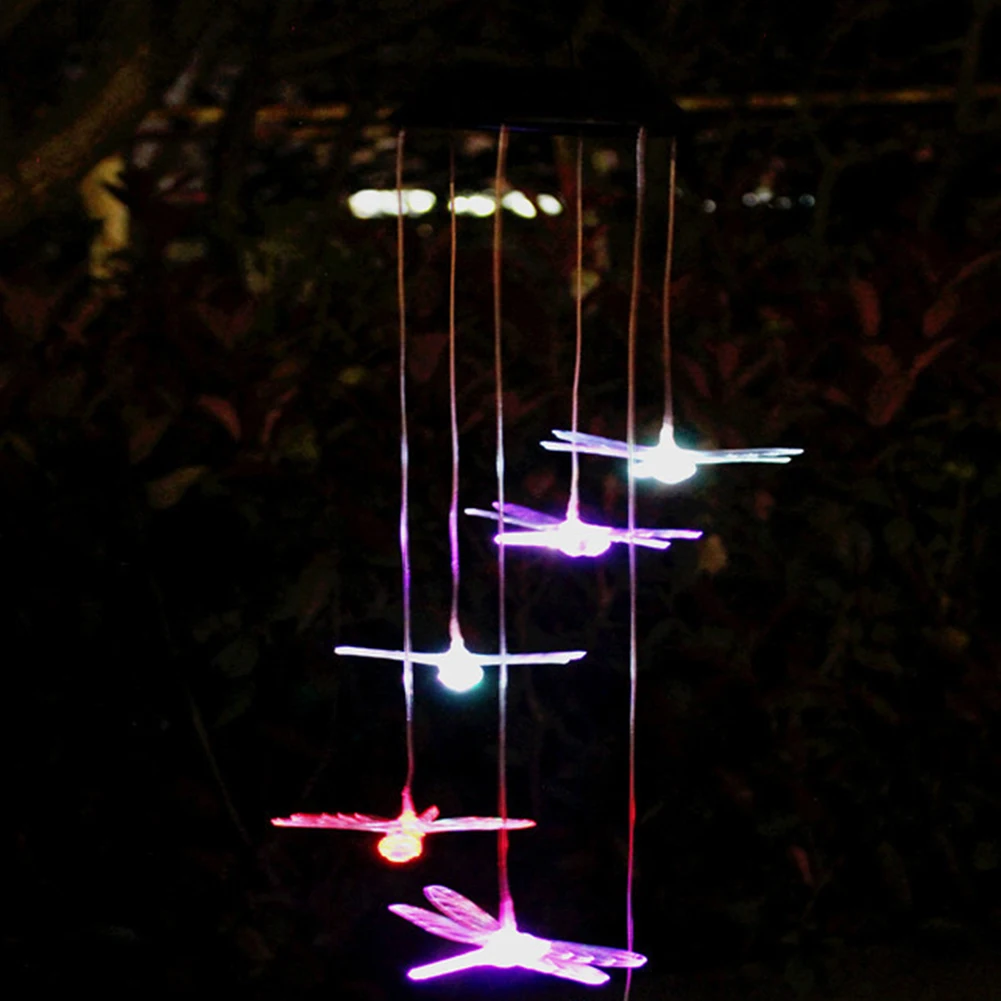 

LED Solar Wind Chime Lamp Butterfly Hummingbird Dragonfly Landscape Lighting Waterproof Lawn Garden Solar Lamps