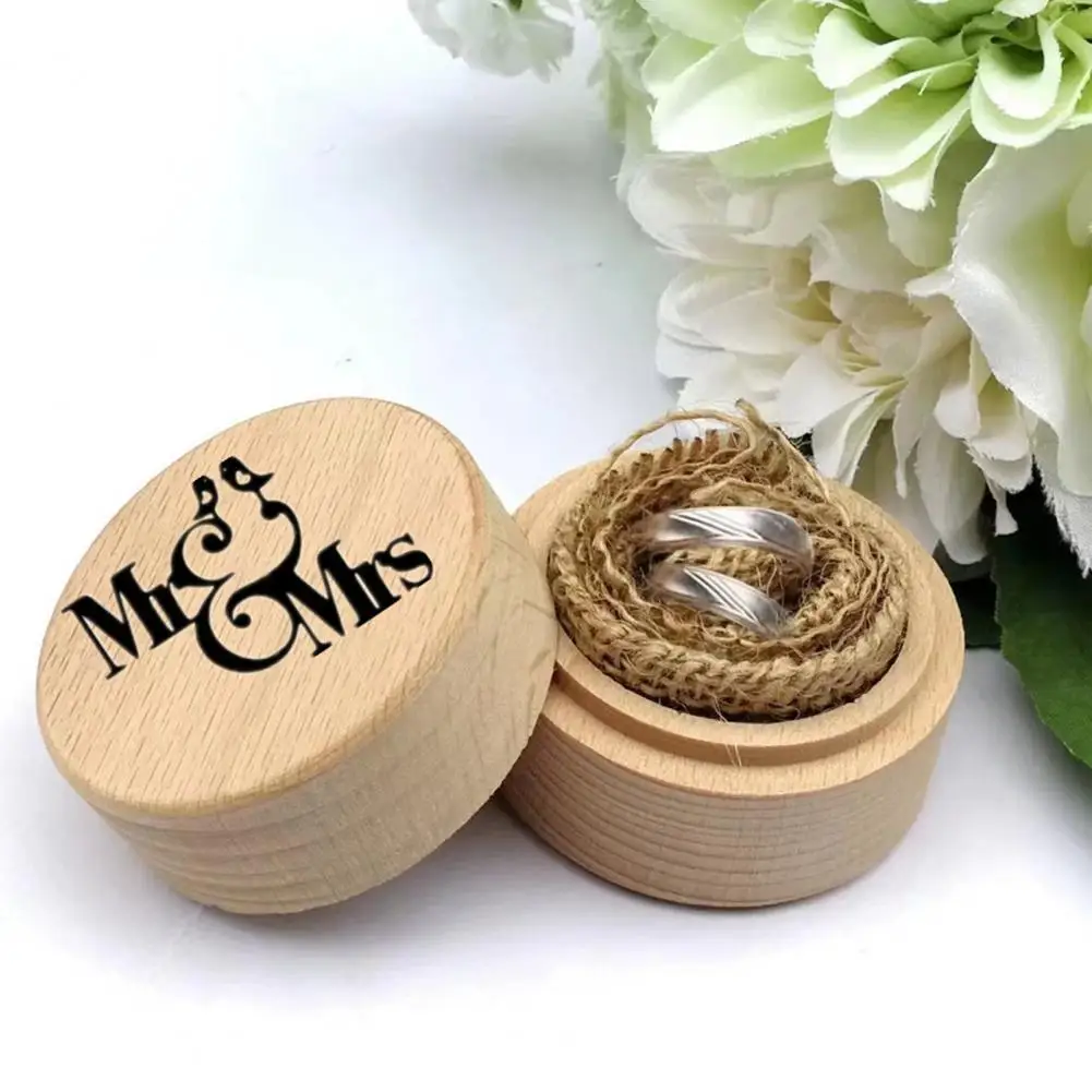 

Eco-friendly Rustic Wedding Ring Holder Wooden Ring Bearer Box Ring Holder Portable Decorative