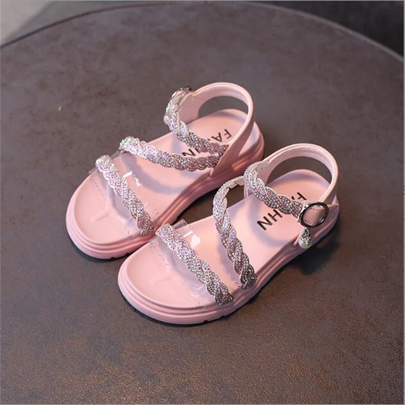 

4 -18 years old girls Princess sandals 2022 summer new fashion children's shoes Soft soles for children beach shoes