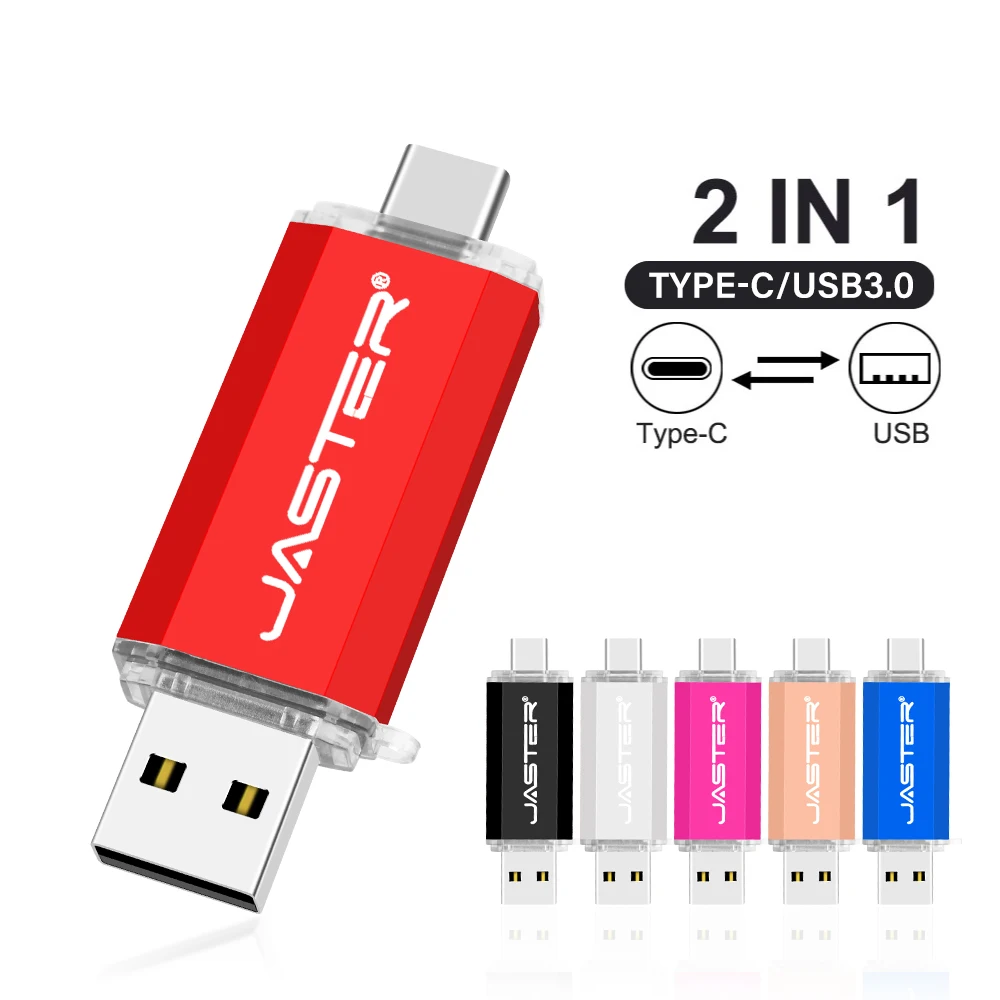 

JASTER TYPE-C USB Flash Drive 128GB Red OTG Pen Drive 64GB Blue Memory Stick 32GB Golden Pendrive U Disk Creative Business Gifts