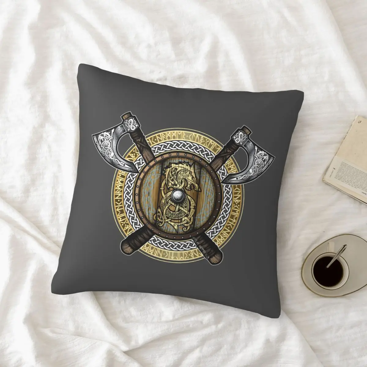 

Fenrir Viking Shield (Full Color) Pillowcase Printed Cushion Cover Sofa Waist Pillow Pillow Cover