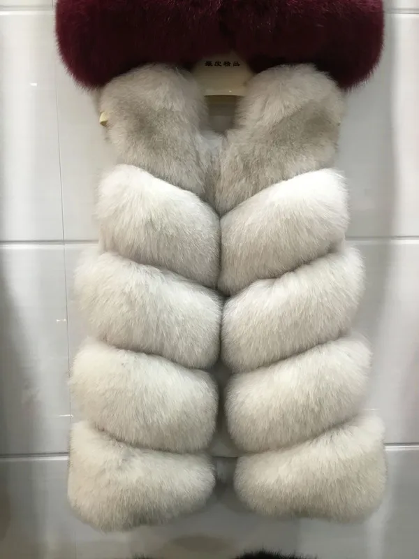 Women's Fur Vest Mid-Length Autumn and Winter Faux Fur Vest Women's Stitching Imitation Fox Fur Vest Faux Fur Coat