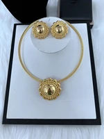 dubai gold color jewelry sets for women fashion vintage earring and necklace for women wedding accessories bride jewelry set