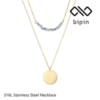 bipin stainless steel pendant necklace with starter carved pendant jewelry female chain
