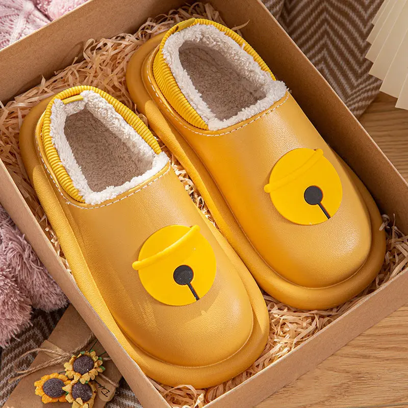 

Водонепроницаемые зимние хлопковые тапочки, женская домашняя теплая женская обувь, домашняя обувь для выхода из ЭВА, из искусственной кожи,...