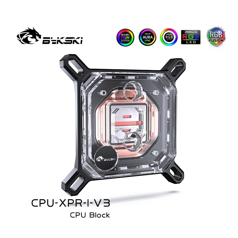 Фото Блок процессора Bykski для INTEL LGA115X 1200 1700 2011/AMD Ryzen 3/5/7 X470 X570, радиатор водяного охлаждения CPU-XPR-I-V3/CPU-XPR-M-V3 №2