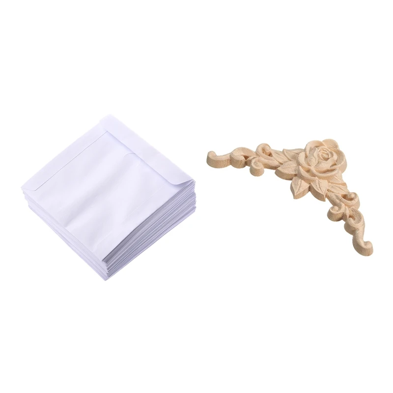 

100 бумажные гнезда для CD-дисков с откидной крышкой для окна и 1 шт., 8X8 см, деревянные резная угловая поверхность, искусственные неокрашенные