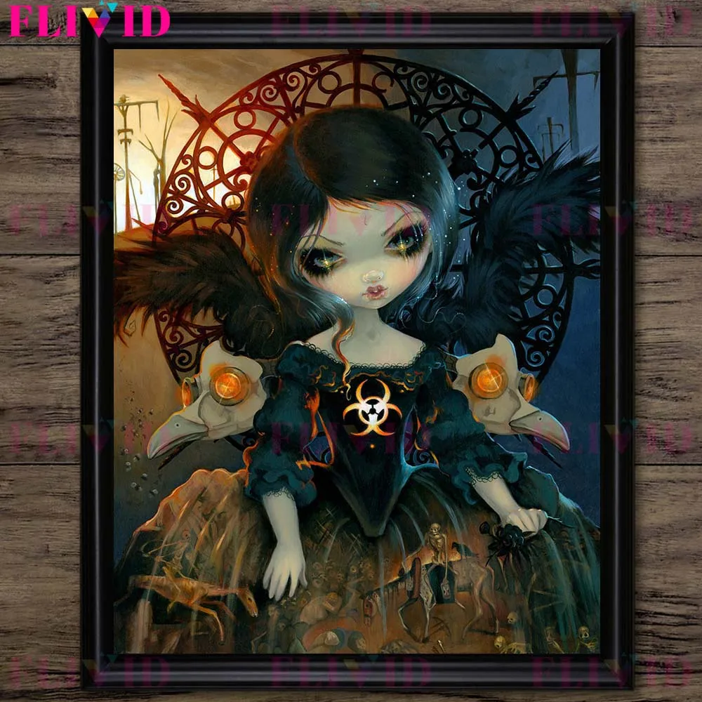 Задуманный милый Единорог фея и большой глаз девушка настенная Картина на холсте