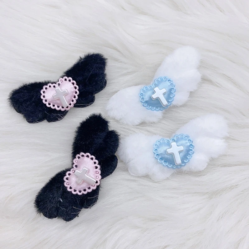 Заколка для волос в готическом стиле с крестом и сердцем крылья ангела