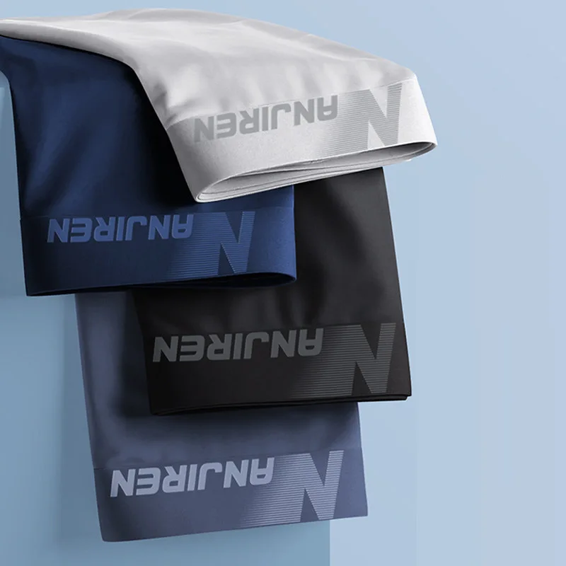 

4-Pack Men's Boxer Shorts Graphene Antibacterial Ice Silk Seamless Breathable Men's Briefs L-5XL