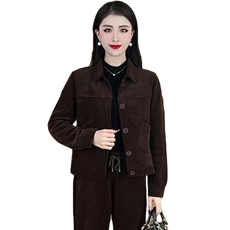 Новинка Осень-зима 2024 Модный повседневный Женский комплект утепленные свободные