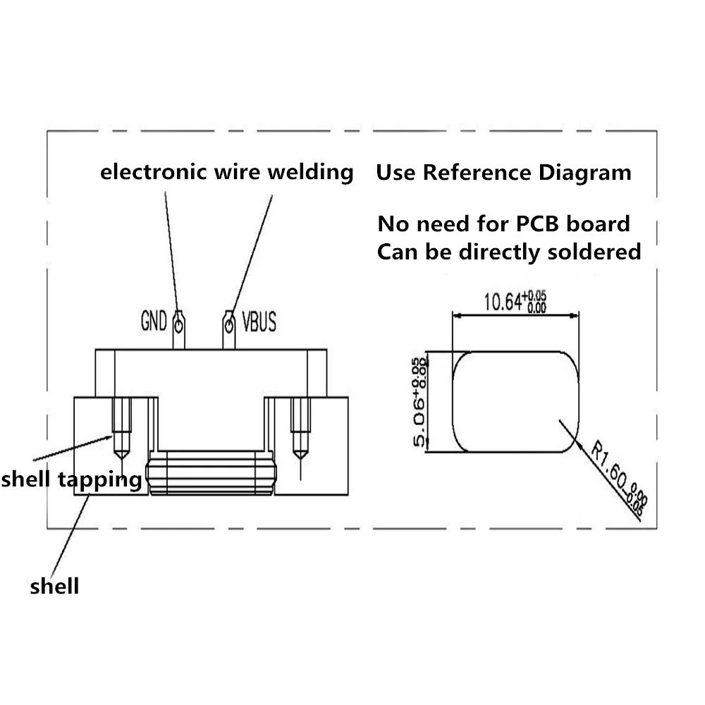 1 шт. водонепроницаемый разъем USB Type-C с отверстием под винт