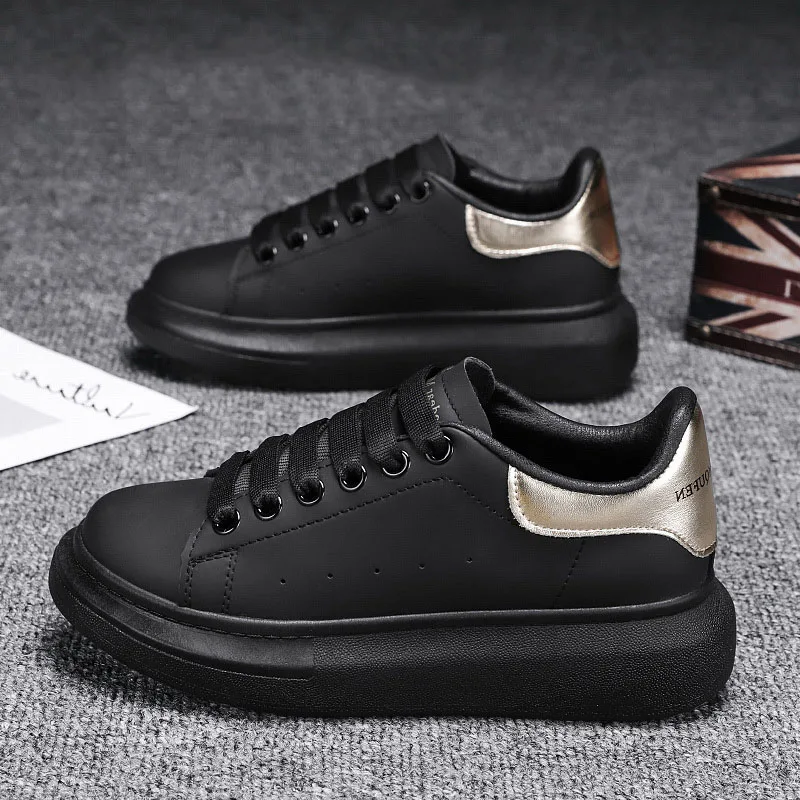 Кроссовки на платформе для мужчин и женщин Дизайнерская кожаная обувь шнуровке