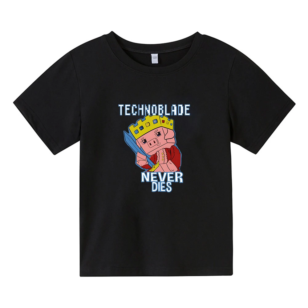Kids Summer Clothes Technoblade Never Dies T-shirt Retro Pattern Dream SMP T Shirt World Game 100% Cotton Girls Casual Boys Tees