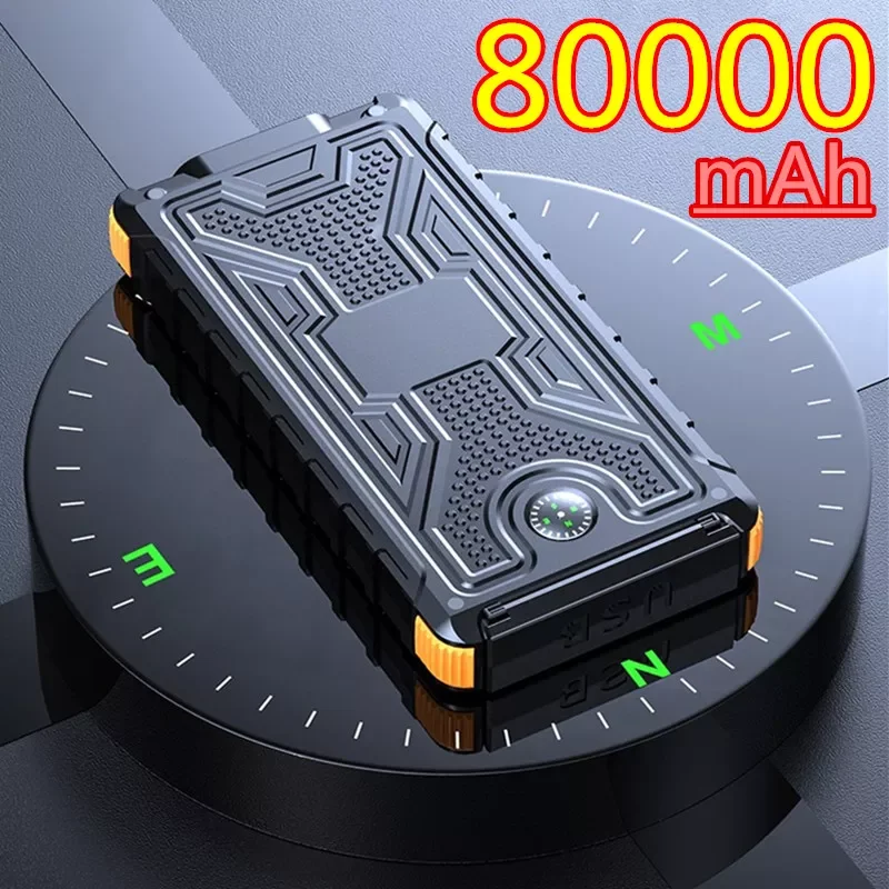 

2023NEW Solar Power Bank 80000mAh Waterproof Portable External Battery with SOS LED Light Travel Power Bank for Samsung Xiaomi I