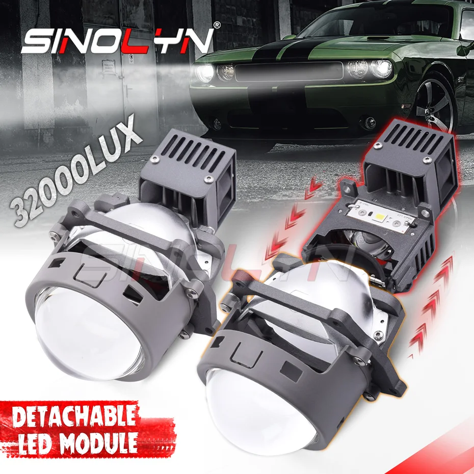 

Sinolyn 3-дюймовые 5500K Bi светодиодные линзы для фар светодиодный проектор автомобильный съемный 32000LM диодный налобный фонарь автомобильные аксессуары