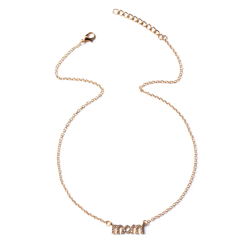 

Fashion Tiny MOM Letter Pendant Necklace Gold Silver Color Choker Necklace For Women Pendant Simple Jewelry Gift