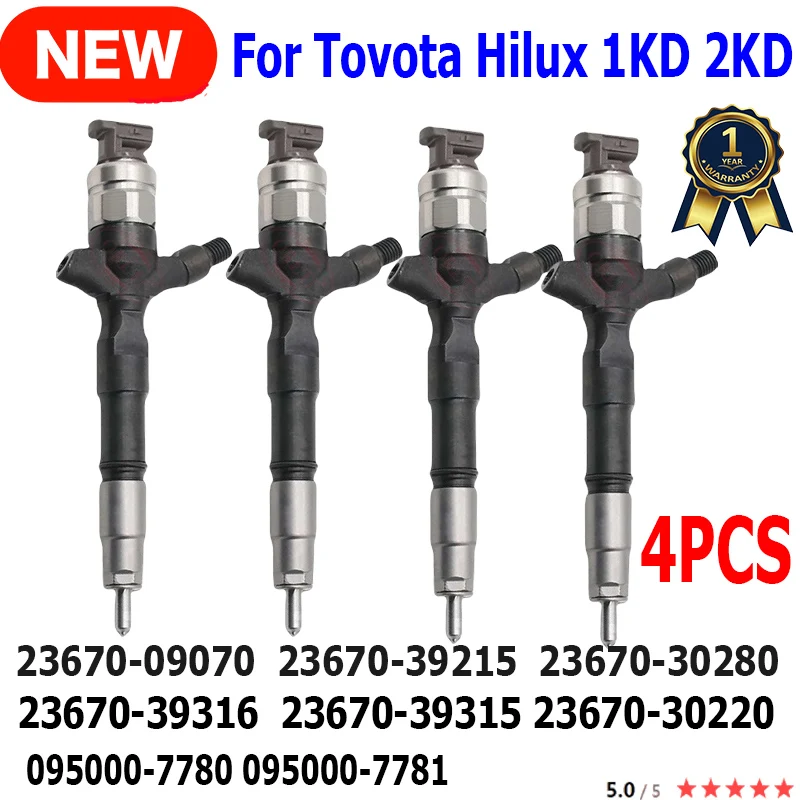4 шт. 095000-7780 для Toyota Hilux 23670-09070 23670-39215 23670-30280 23670-39316 23670-39315 23670-30220 новый дизельный